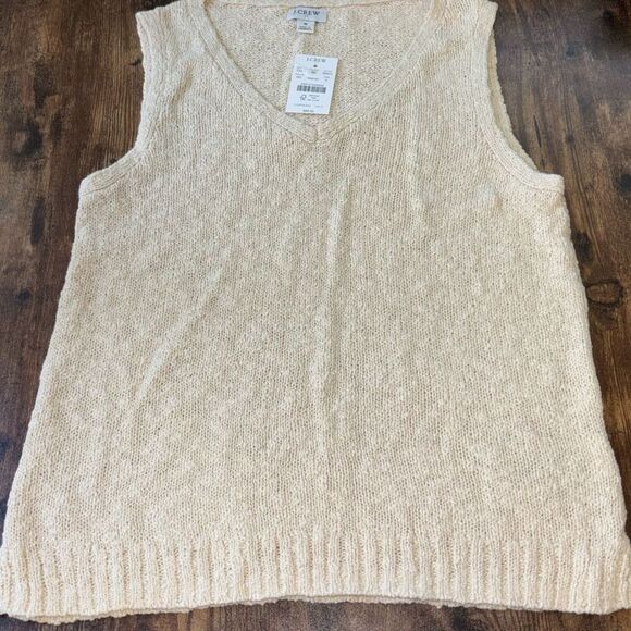 NWT J Crew Beach sweater/tank/top/shirt Sz S knit V neck current style tan/ivory - Picture 3 of 8